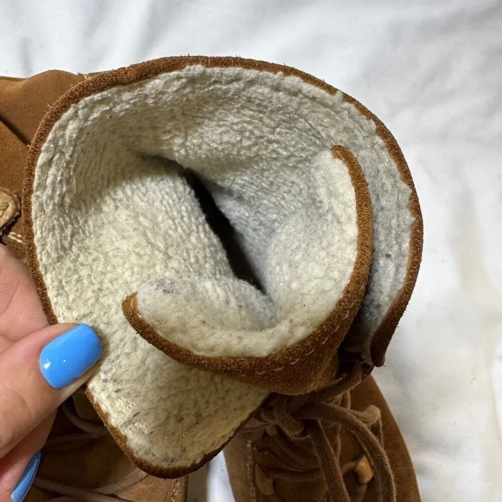Timberland Reykir Ghillie Lace-Up Ankle Boots Tan Suede 11 Winter Cozy Boho Warm